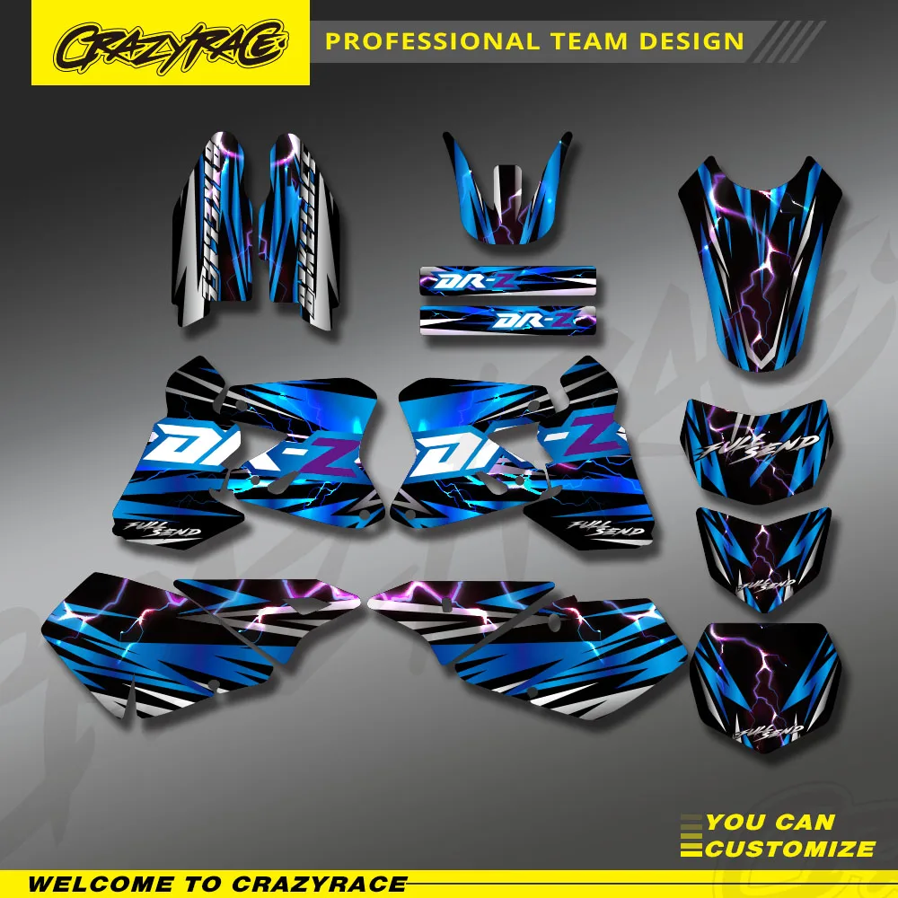 Motocross GRAPHICS & BACKGROUNDS DECALS Stickers Kit For Suzuki DRZ400 DRZ 400 DRZ400S DRZ400SM DRZ400E 2000-2012 Number Custom