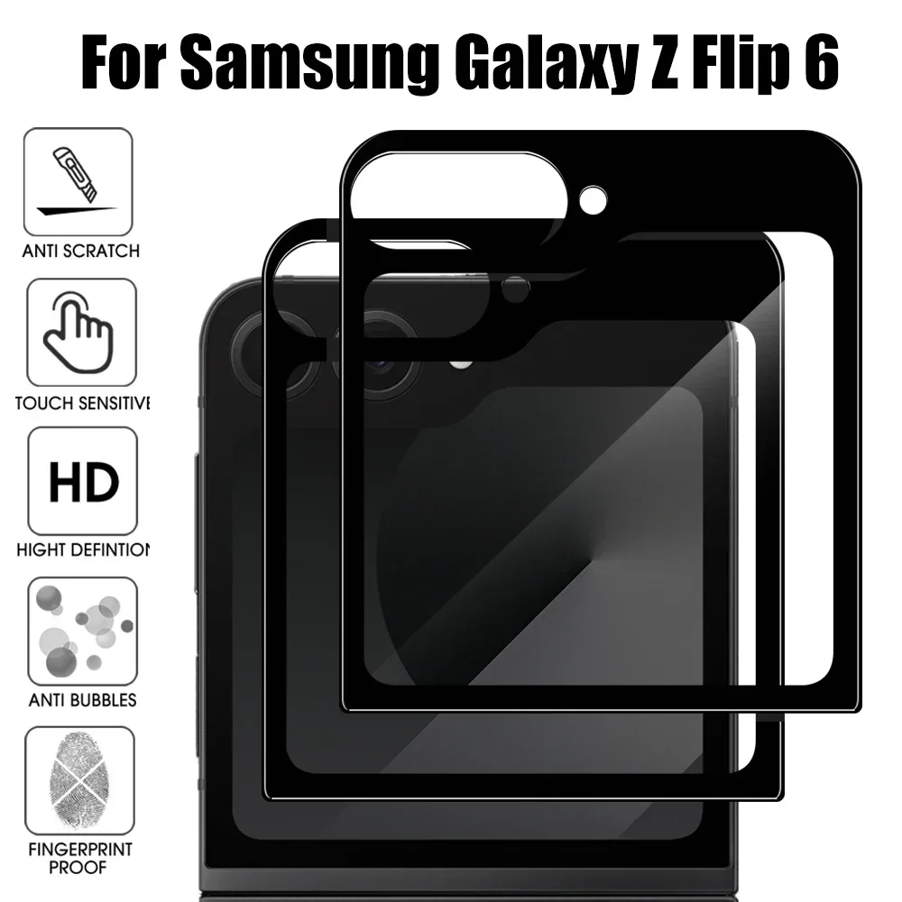 6in1 Back Tempered Glass for Samsung Galaxy Z Flip 6 Screen Protector Camera Lens Protective Film for Z Flip6 Full Cover Glass