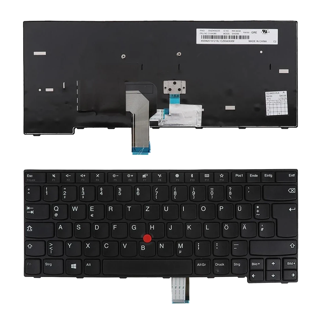 

German QWERTZ New Laptop Keyboard For Lenovo Thinkpad E470 E470C E475 SN20K93235 01AX080 Keyboard Black Pointer