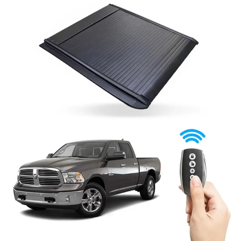 

Automatic Pickup Truck Bed Electric Tonneau Cover W/ Tool Box for Ram 1500 2017+ Retractable Aluminum Alloy Roller Lid