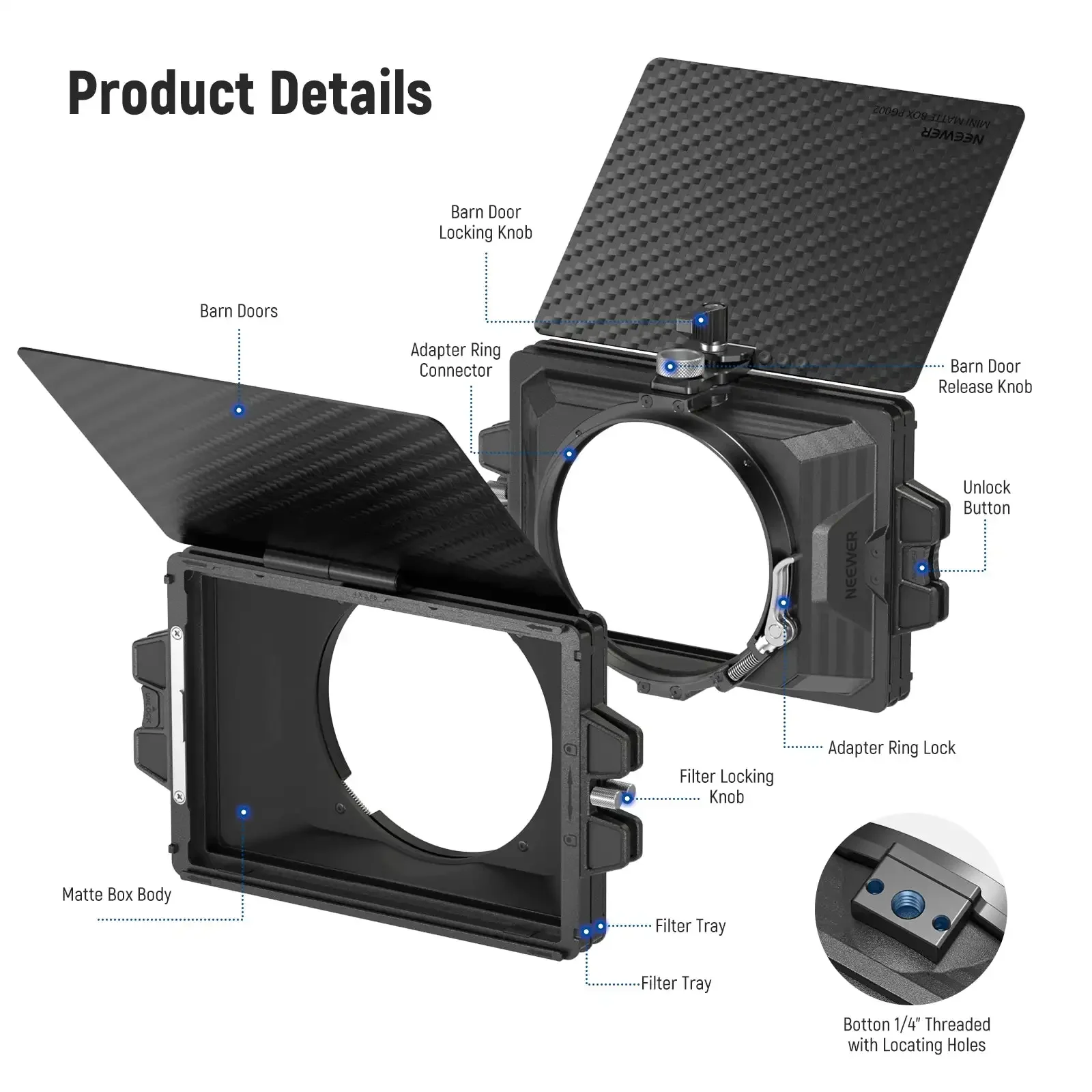 NEEWER Mini Matte Box with 2PCS 4x5.65