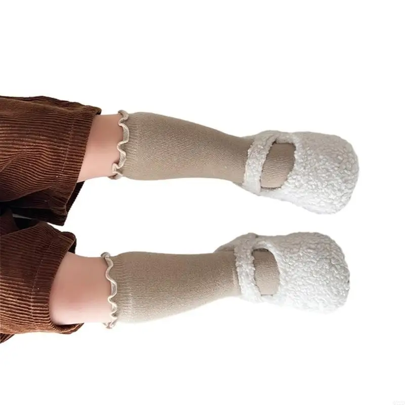 

Q22D Knit Cotton Socks Baby Knee High Socks Little Girl Socks Winter Foot Warmers