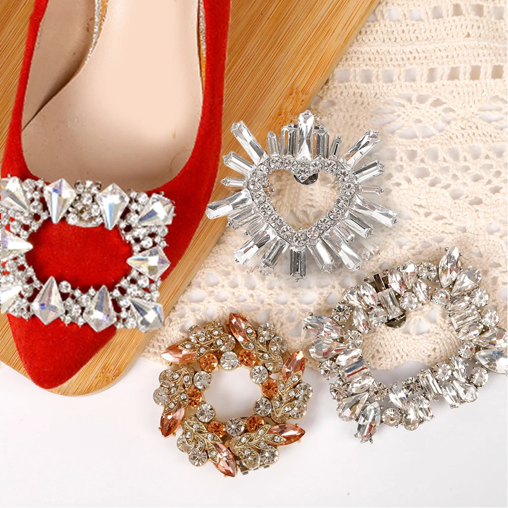 1Pcs Shiny Rhinestone Detachable Women's Shoes Metal Decorative Shoe Clip High Heels Jewelry Bride Wedding Shoes DIY Accessories