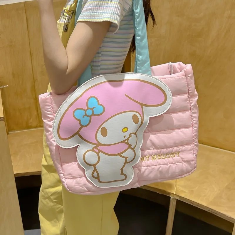 Bolso de mano Kawaii Mys Melodys para niña, bolsa de tela con dibujos animados de Kuromis, bolso de hombro de gran capacidad con corazón, regalo, novedad de 2024