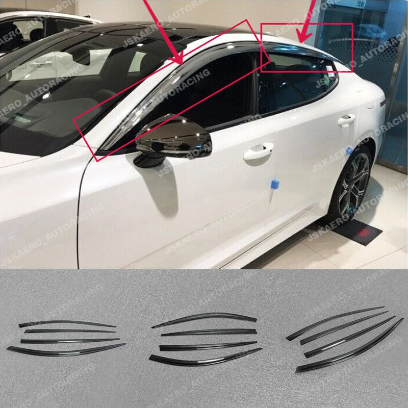 

For Kia Stinger 2017+ Carbon Fiber Window Side Rain Wind Visor Deflector Cover car BodyKits