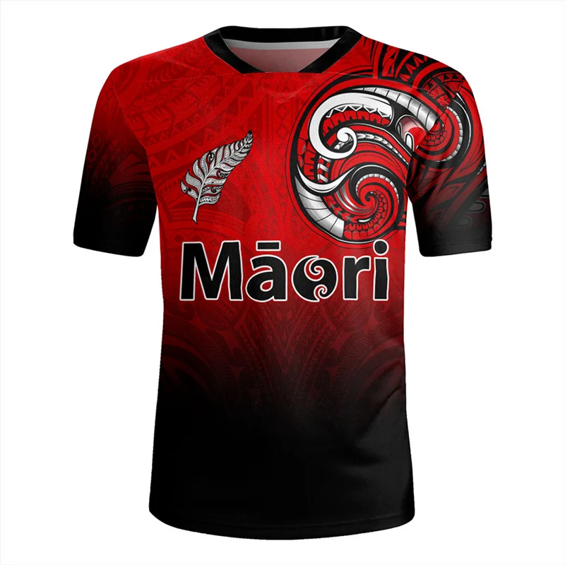 

New Zealand 3D Print Rugby V Neck T Shirts NZ Maori Silver Fern With Star Tattoo Anzac Graphic T Shirt Vintage V-neck Tee Shirts