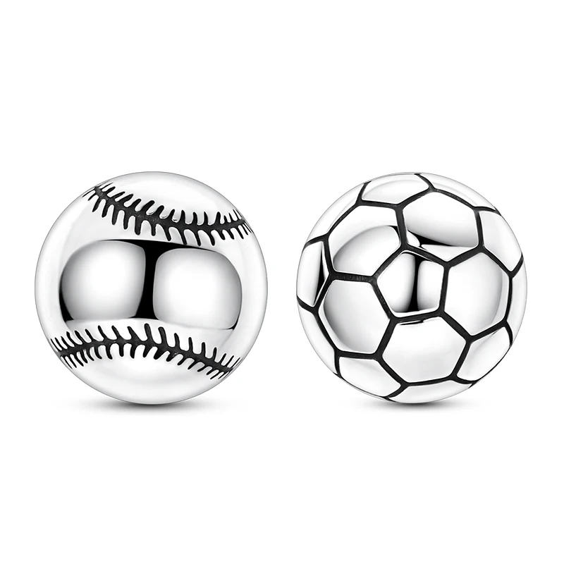 

925 Sterling Silver Football Baseball Beads Charms Fit Original Bracelet DIY For Women Popular High Quality Sports Jewelry Gifts
