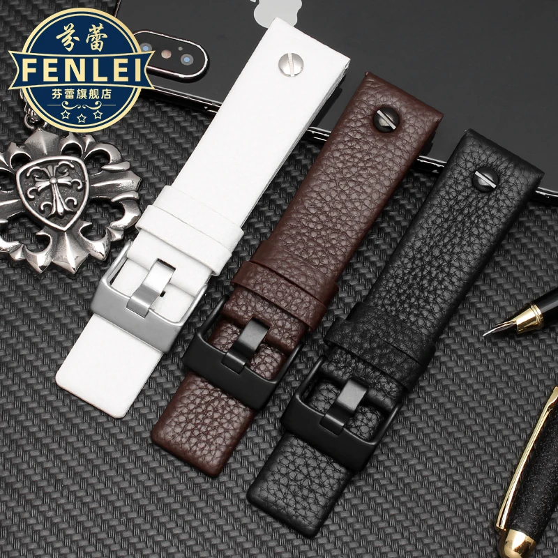 Genuine Leather Watchband 24mm 26mm 28mm 30mm Bacelet For Diesel DZ7371 DZ7257 DZ7348/4323/1657/4318 Men Watch Strap Accessorie