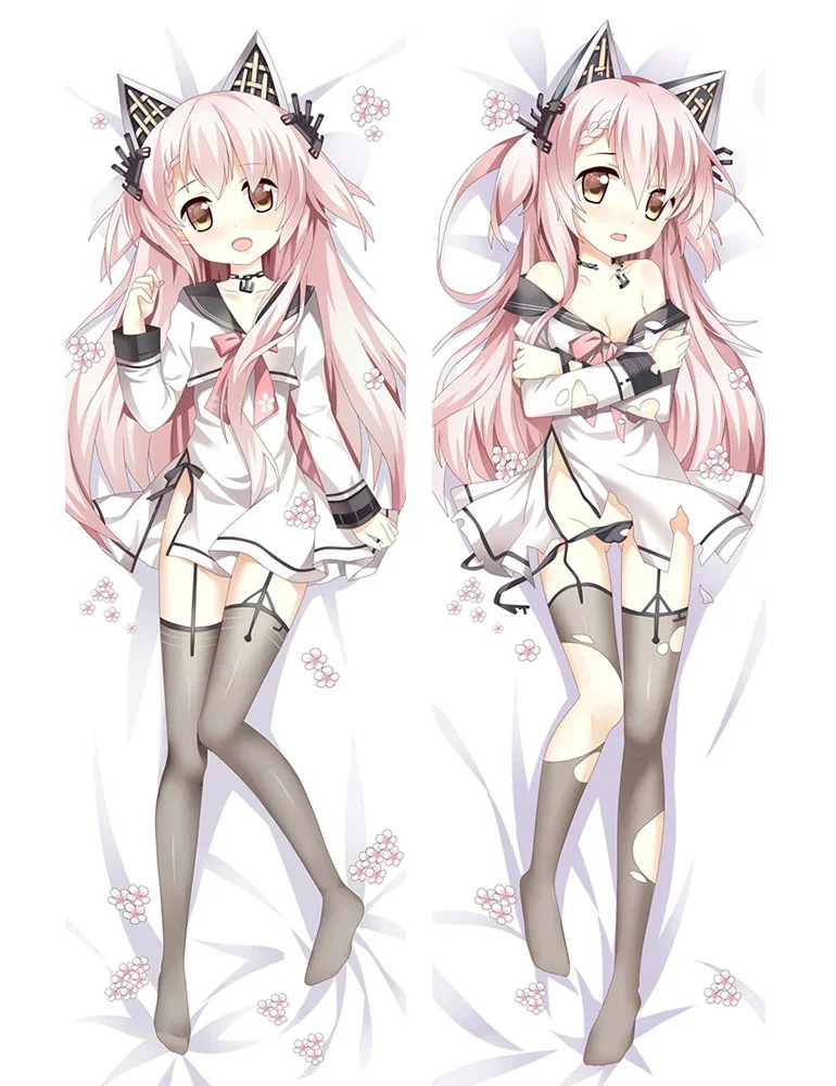 Japanese Coscase Anime Body Pillowcase Warship Girls Lexington Bismarck HMS Hood Hugging Body Pillowcase Dakimakura Pillow Cover