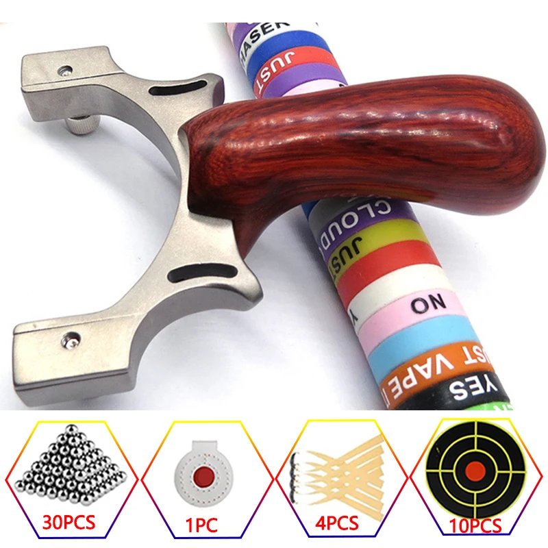 

Stainless Steel Sling shot TTF Hunting Rubber Band Belt Powerful Slingshot shotting Accessories Solid wood handle Tirachinas