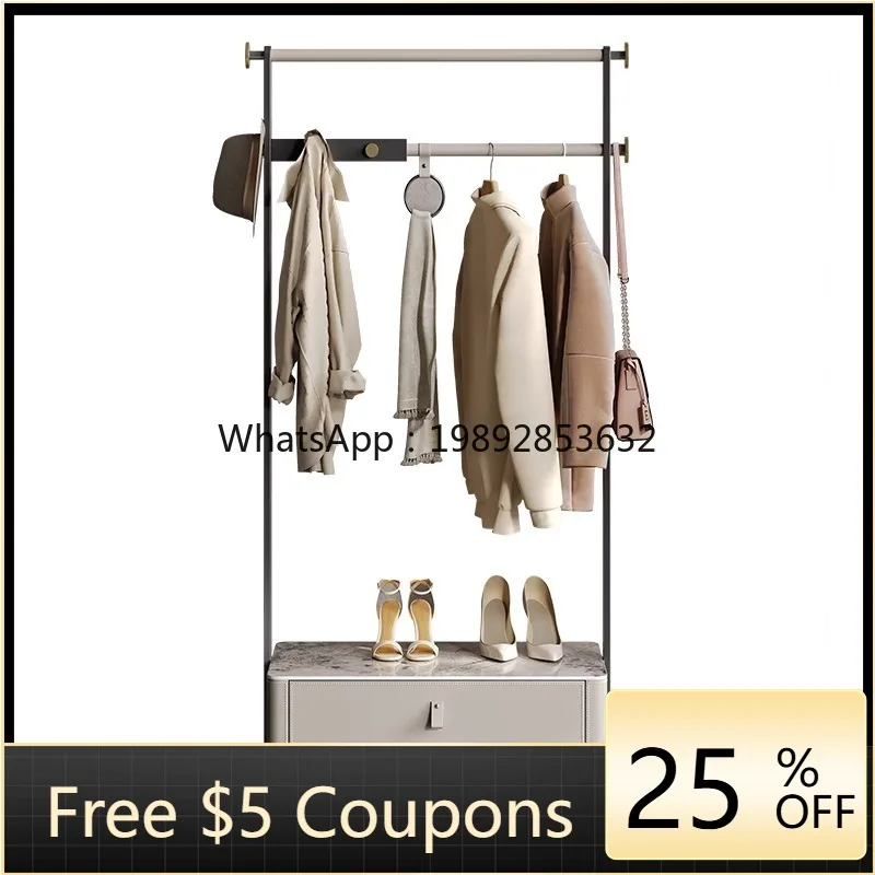 LYY Italian Style Light Luxury Rock Board Coat Rack Bedroom High-grade Stainless Storage Floor-standing  High-end Furniture