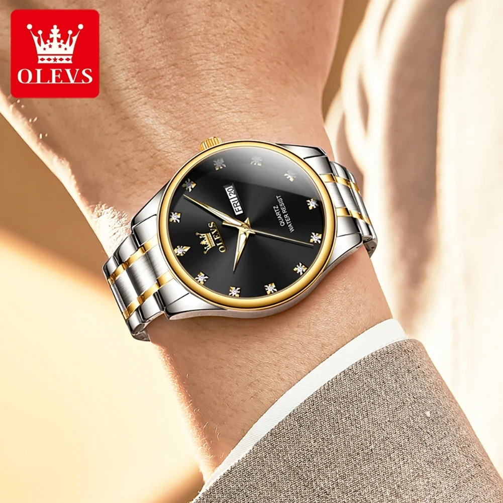 OLEVS-Montre à quartz étanche pour homme, marque de luxe, calendrier touristique, classique, originale, mode, affaires, 3612