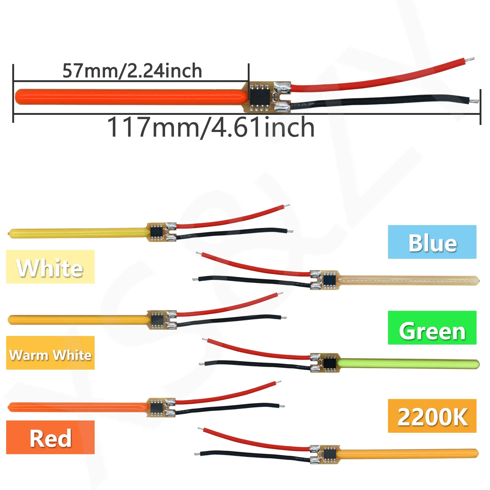 10Pcs LED COB DC3V Meteor Shower Flowing Water Lamp 117mm LED Filament Diode Incandescent Light Five modes Christmas Decor Light