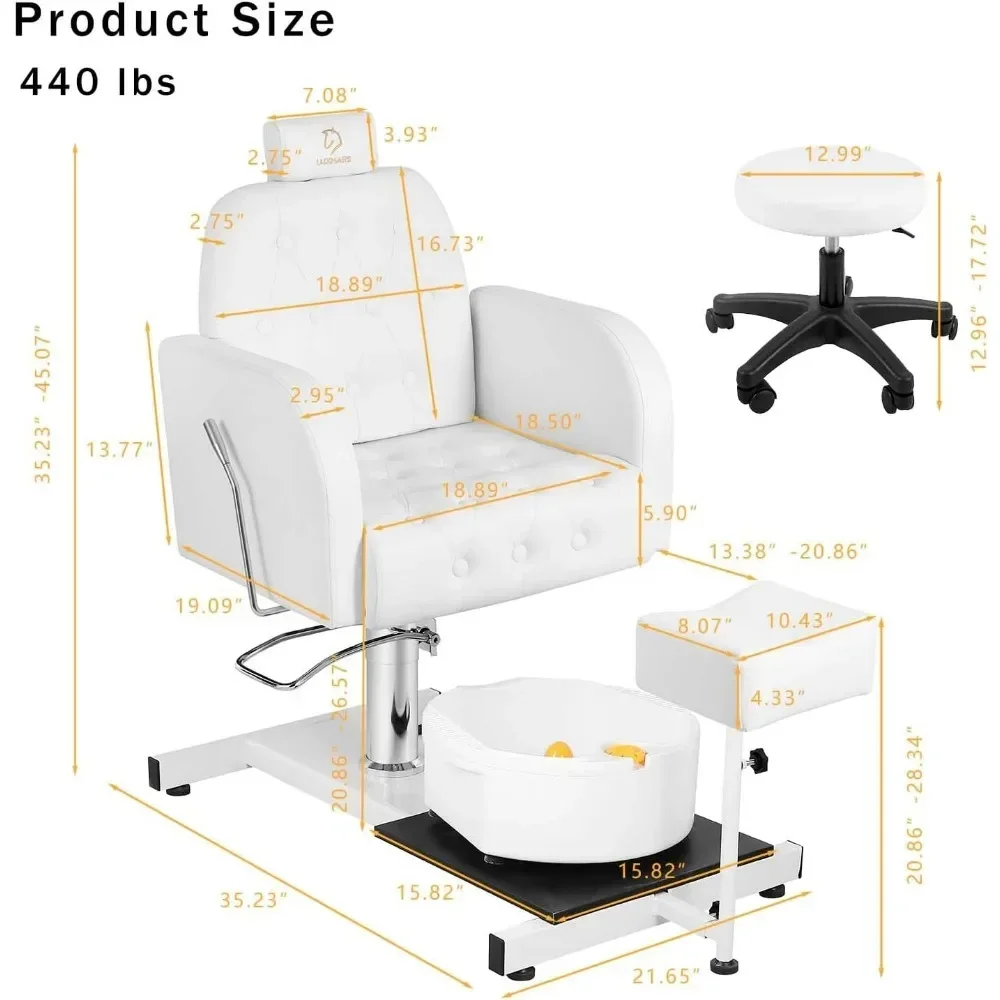 

A Pedicure Chair.Reclining Pedicure Chair Station For Stool, 360° Rotation Hydraulic Adjustable Pedicure Chair No Plumbing
