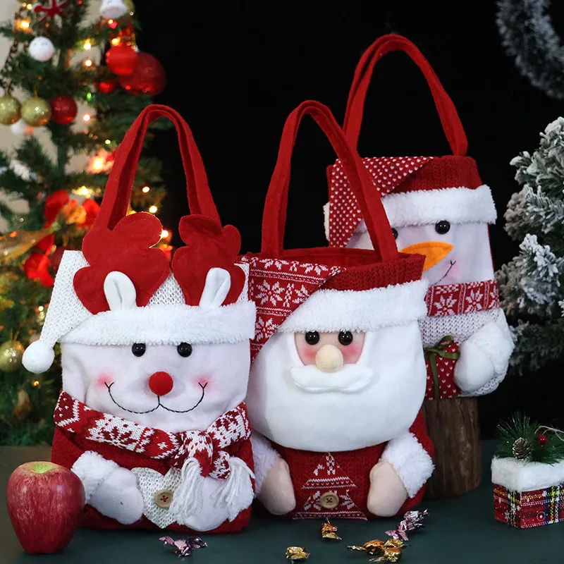 Christmas Apple Gift Bag, Christmas Eve Apple Packing Pouch, Embroidered Fabric Treat Candy Bag, Creative Xmas Apple Holder