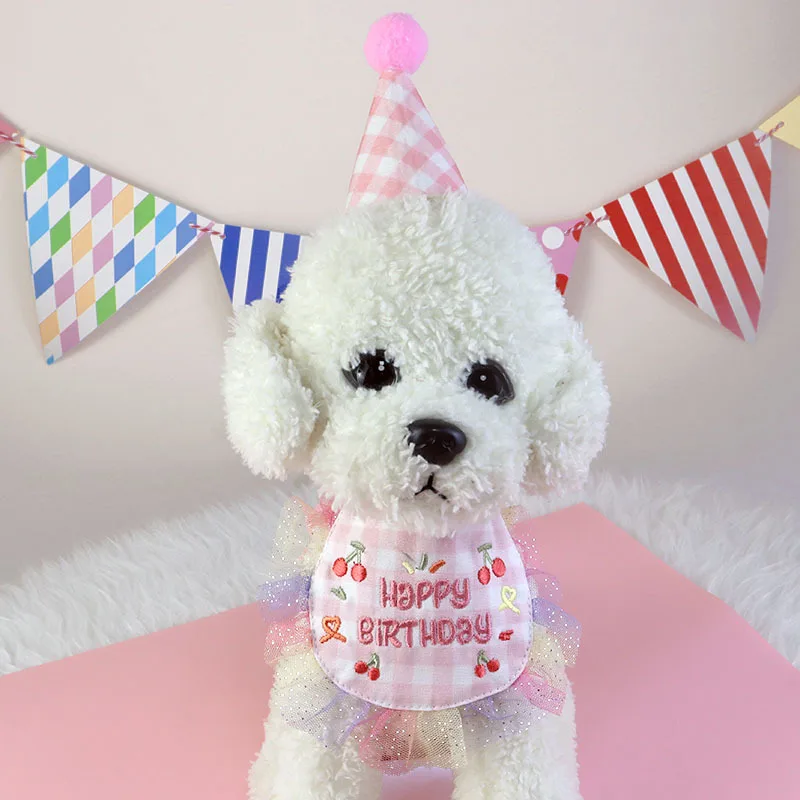 Dog cat party decoration set dog puppy birthday triangle scarf hat bow tie dogs birthday decoration supplies Pet supplies