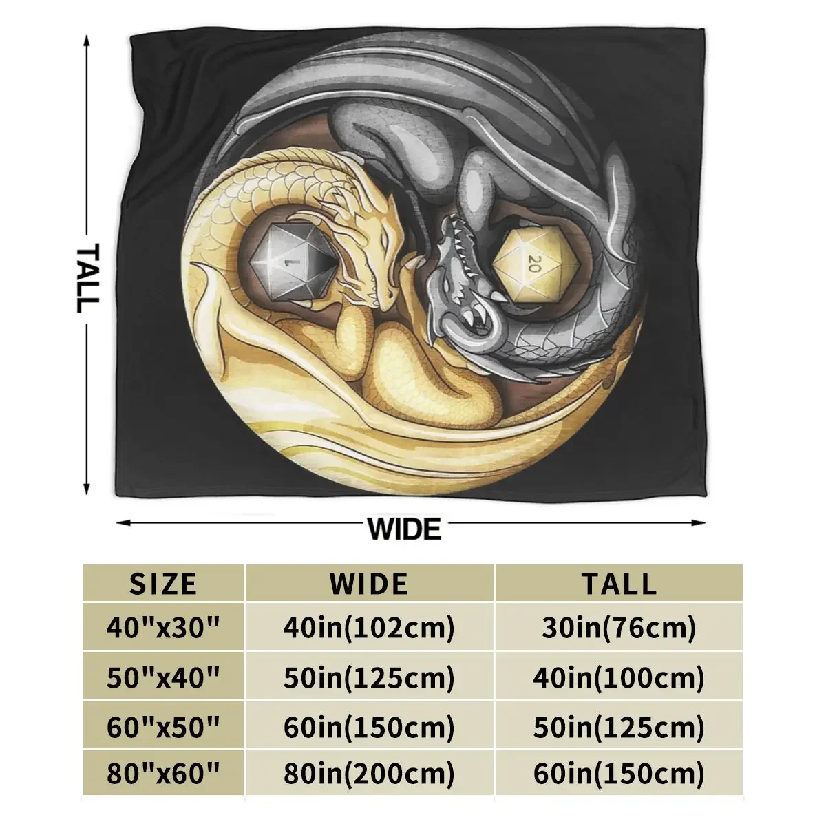 Balanced Dragons D20 Blanket Soft Warm Flannel Throw Blanket Bedspread for Bed Living room Picnic Travel Home Sofa