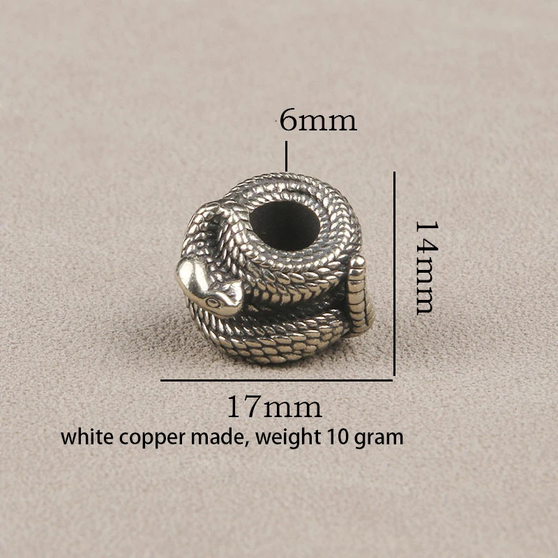 ONE 17mm paktong white coppper brass paktong white coppper snake Paracord 550 large Hole Beads EDC Knife Keychain accessory view 6