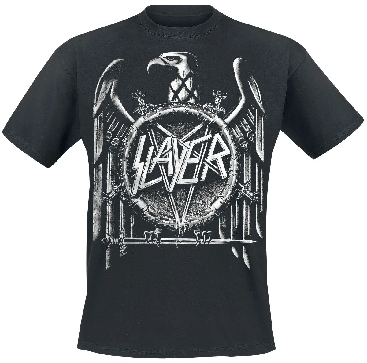 Slayer Eagle Pentagram Crest Print Cotton T-shirt Men Women Thrash Metal Band Unisex Tee