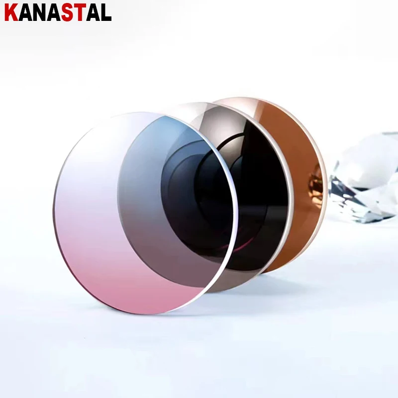 Anti Rays Photochromic Pink Lenses Prescription Myopia Presbyopic Eyewear 1.56 1.61 Brown Blue Gray Series CR39 Aspheric Lenses