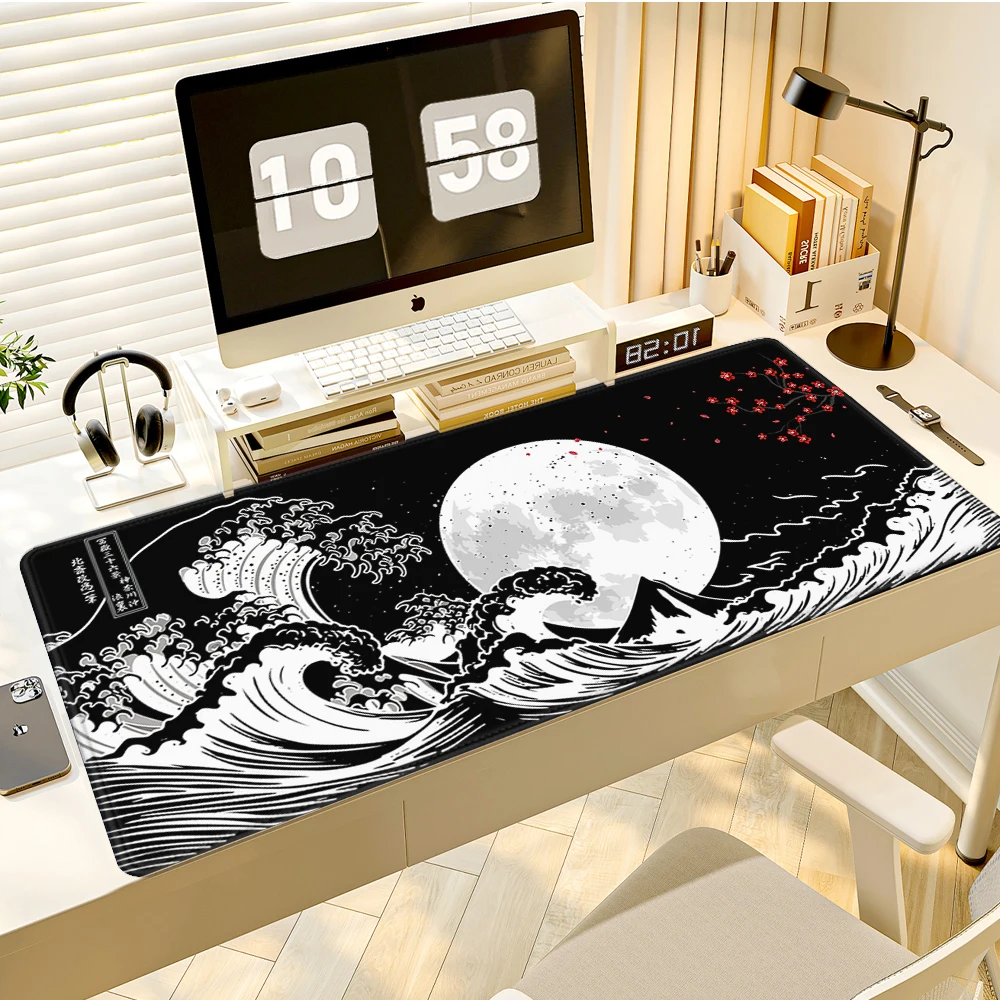 Kunst Computer Mauspad Japan Die große Welle von Kanagawa Großes Gaming Mousepad Gamer XL Gummi Otaku Tastatur Pad Laptop Schreibtisch Matte