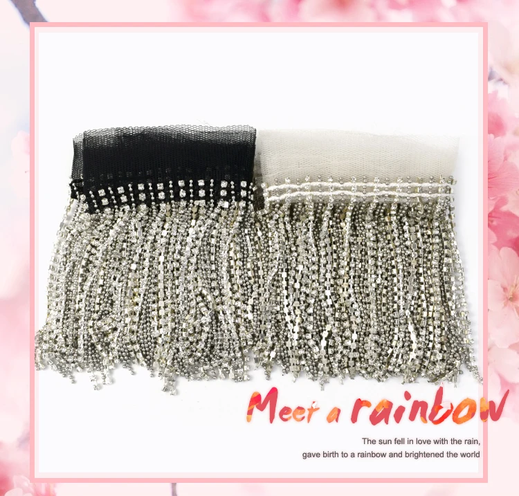 1/2 Yards Meetee 9 cm Diamantkette Fransen Quaste Spitzenbesatz Perlenband DIY Bekleidung Unterwäsche Rock Kleid Dekoration Zubehör – Detail 3