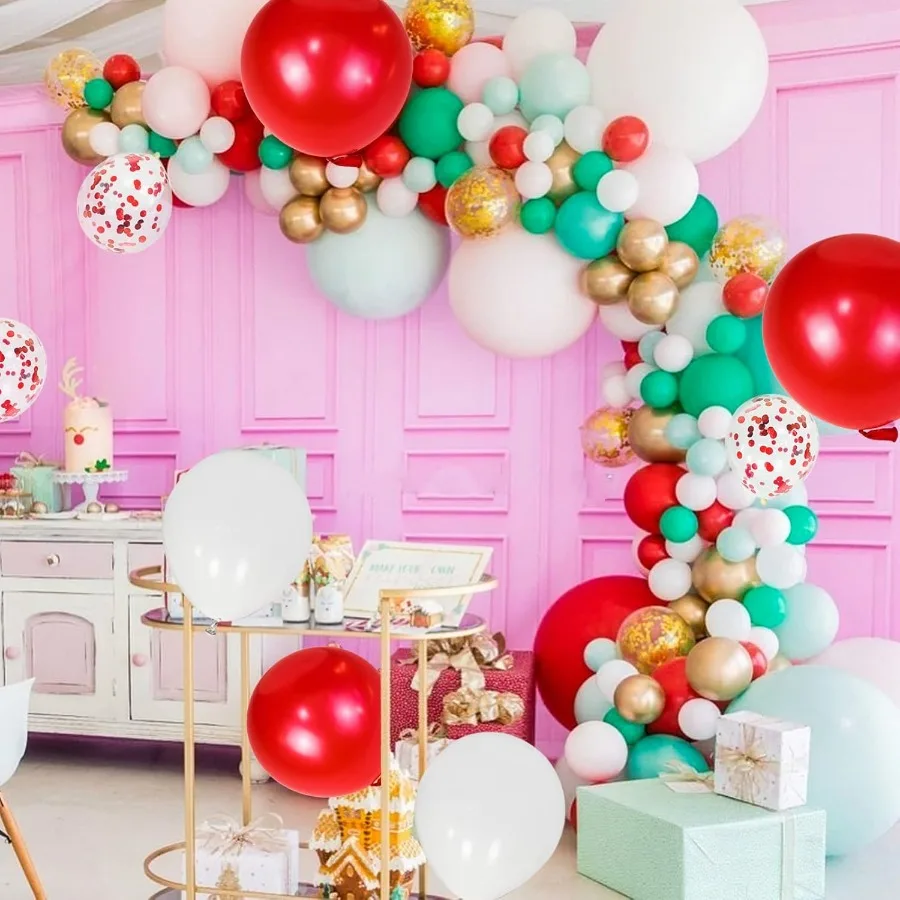 Globos de látex blanco y rojo perla, globo de confeti rojo de 12 pulgadas para cumpleaños, boda, Navidad, novia, decoraciones para fiesta de bienvenida de bebé, 50 Uds.