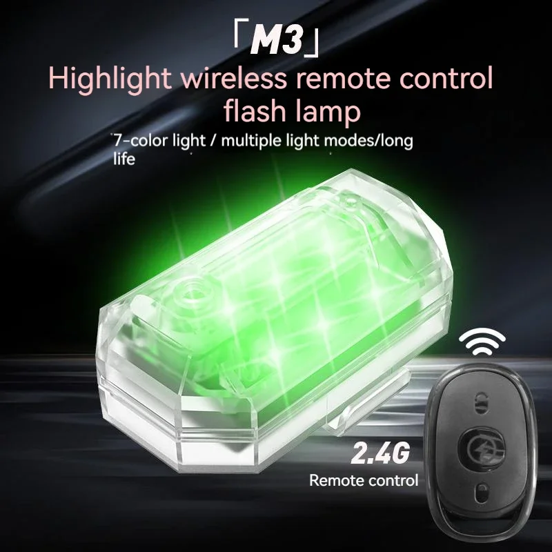 LED Aircraft Strobe Light Wireless Remote Control For Motorcy Anti-collision Warning Lamp 7Color Turn Signal Indicator Universal