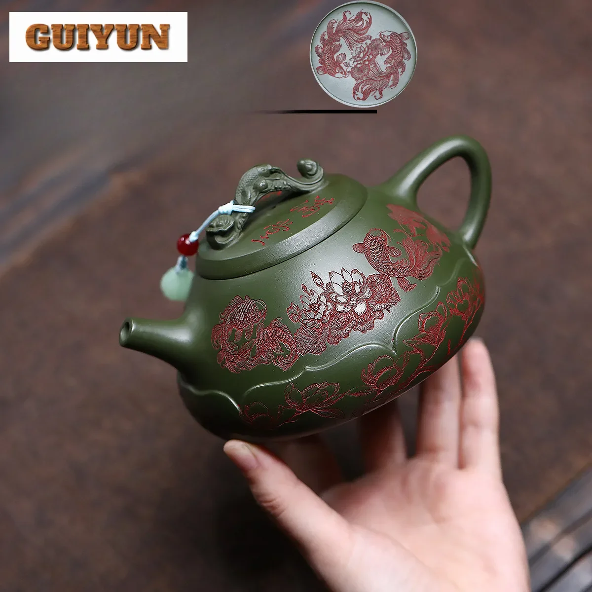 

350 мл Эстетические чайники из фиолетовой глины Исин, каменный совок ручной работы, горшок с необработанной рудой, зеленая грязь, чайник с фильтром, китайский чайный сервиз Zisha