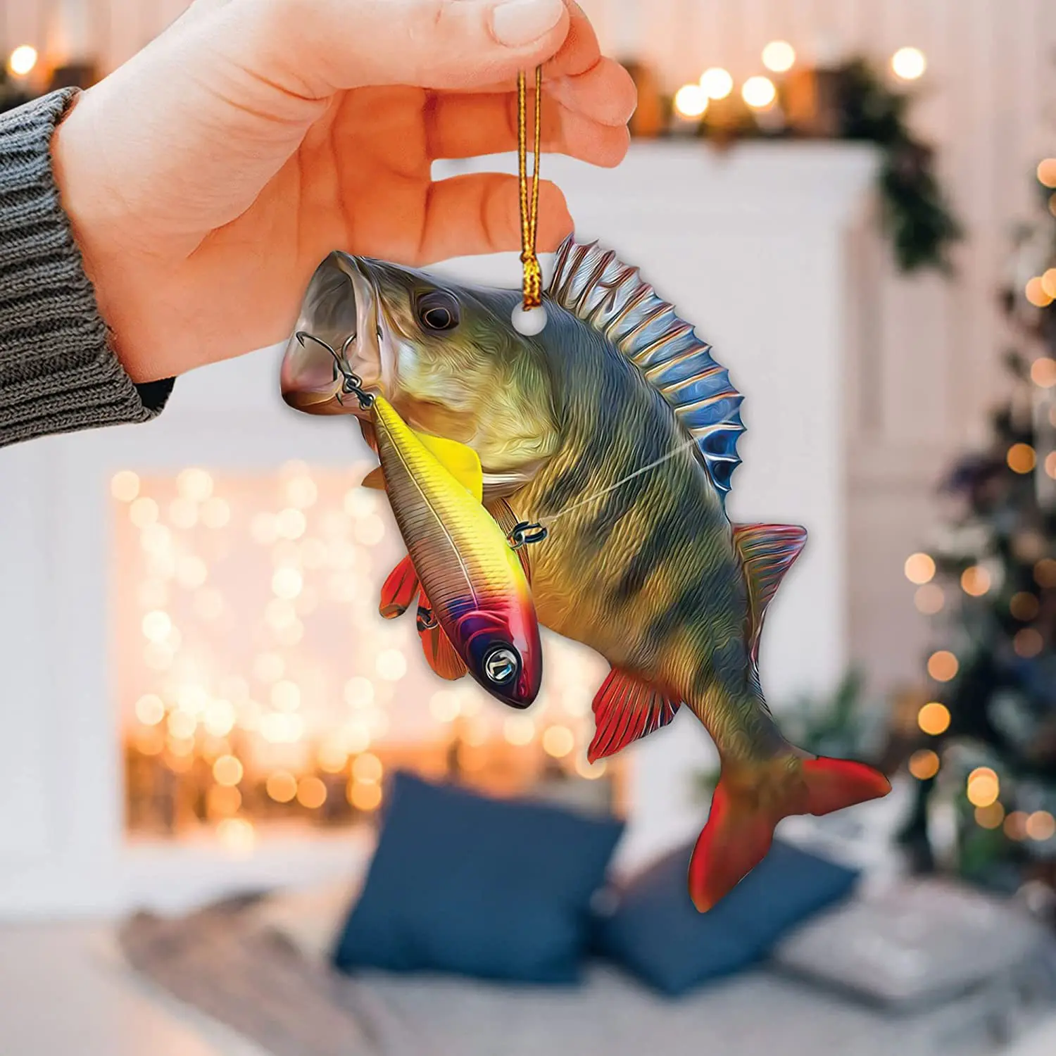 Fishing Pendant Acrylic Fish Keychain Auto Rearview Mirror Decoration Novelty Acrylic Keychain For Automobile Birthday Present