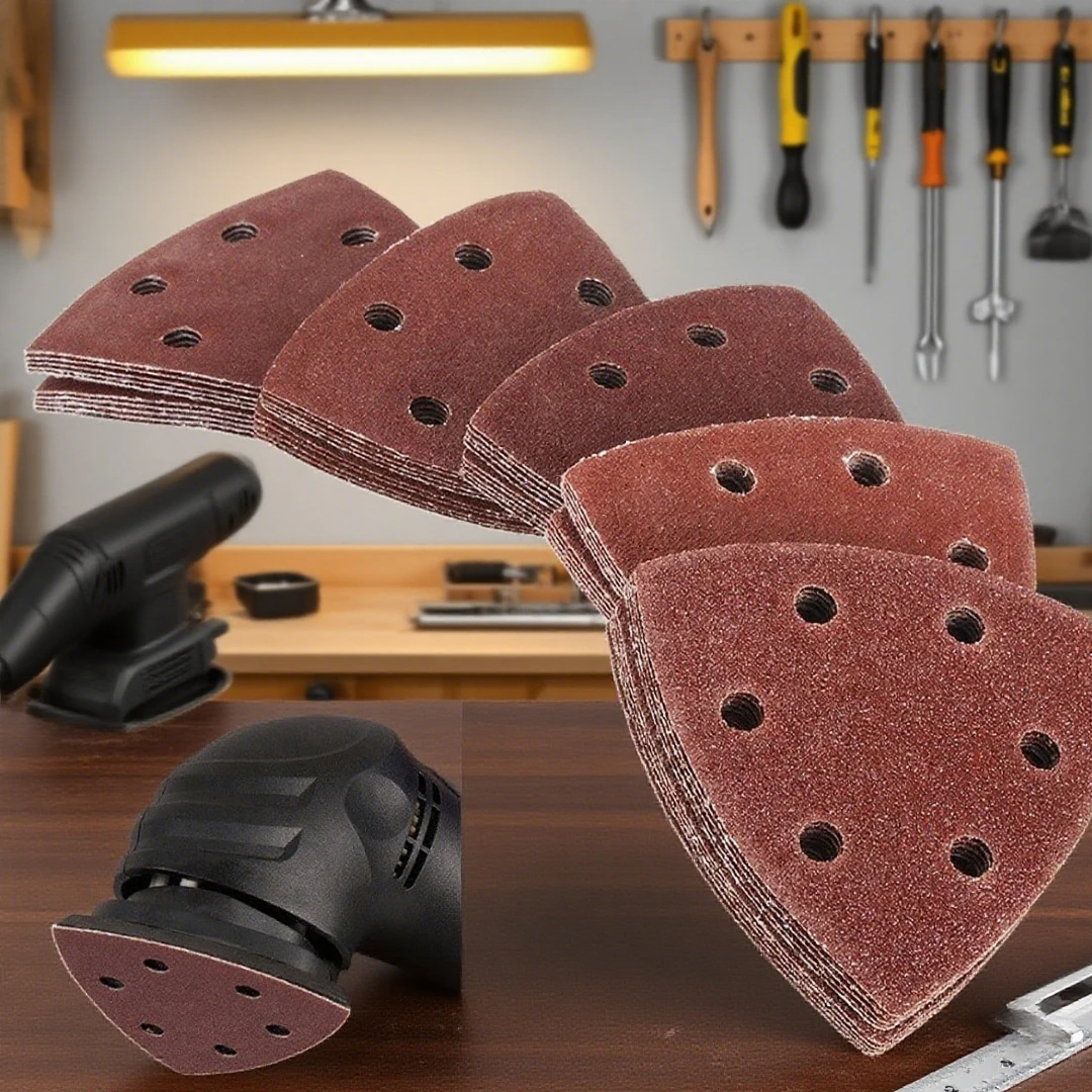 

20 шт. треугольный шлифовальный диск 90 мм, шлифовальная машина с 6 отверстиями, наждачная бумага с крючками и петлями, абразивные инструменты для шлифовальной зернистости