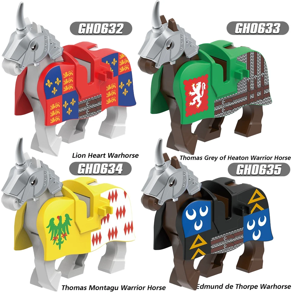 MOC Medieval Military Knights Figures War Horse Building Blocks Kit Animals Wolf Christmas Deer Elk Mount Bricks Bricks Toys