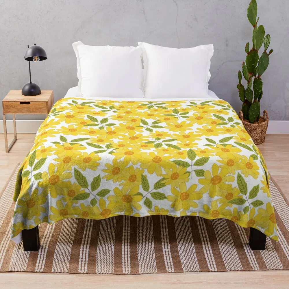 Yellow Zinnias Throw Blanket Thermal for babies Decorative Sofas Blankets