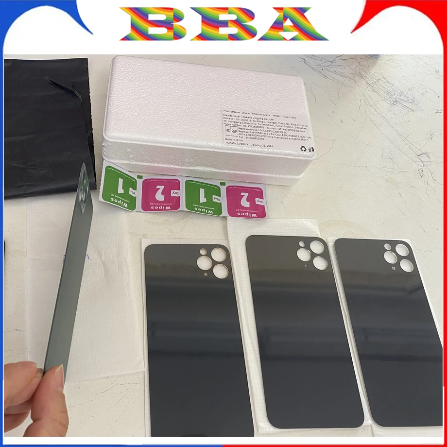 아이폰 11 12 13 14 Pro Max용 1PCS 유니바디 OEM 대형 와이드 홀 후면 커버 유리, 후면 도어 하우징 패널 부품 후면 커버 유리