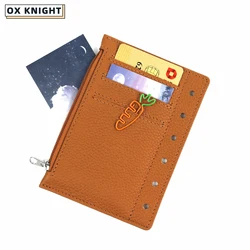 OX KNIGHT[100% Genuine]A7 Size Rings Planner Pebbled Grain Cowhide Divider Coin Storage Bag Notebook Accessory Agenda Organizer