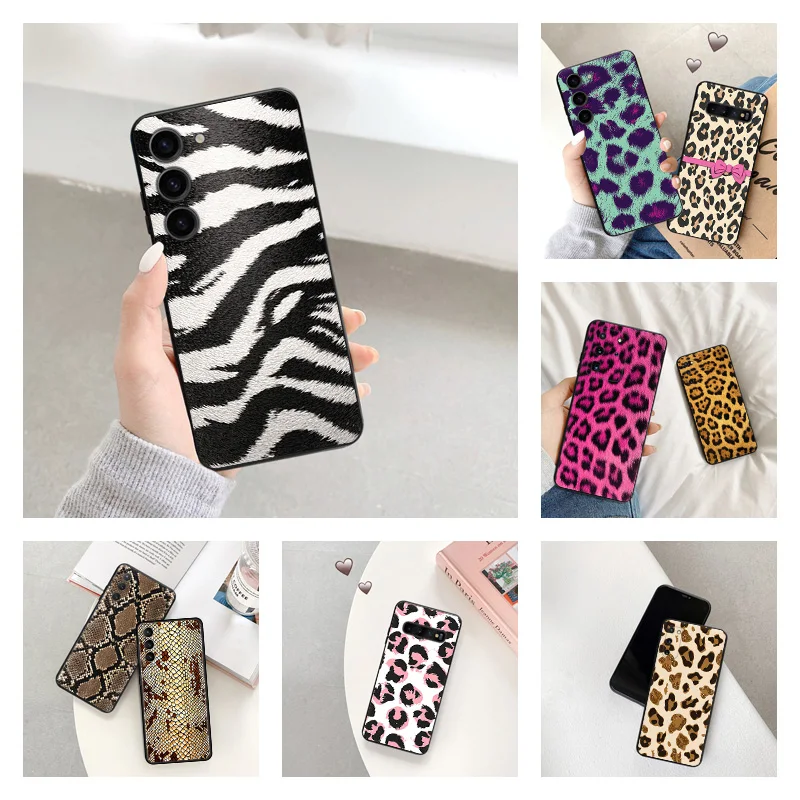 Phone Cases For Samsung Galaxy S23 Plus 5G S22 S21 S20 FE Ultra S10 S9 S8 Colorful Leopard Snake Scales Camera Protective Cover