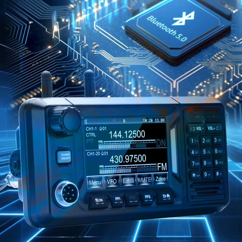 GMRS-RPT50 Metal Housing Mobile Two Way Radio  by Touch Screen  CDR-500UV 30W MINI DMR  Transceiver  IP67 Waterproof