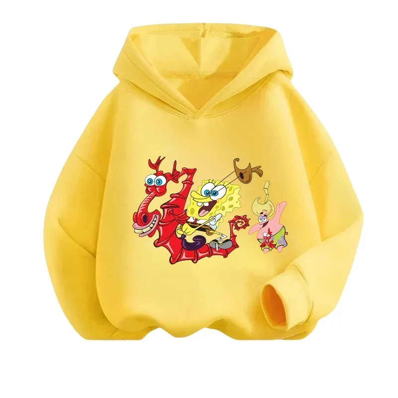 

Spring and Autumn SpongeBob Printed Hoodies for Kids Sweatshirts for Boys and Girls Original Fashion Creative Games Baby Clothes