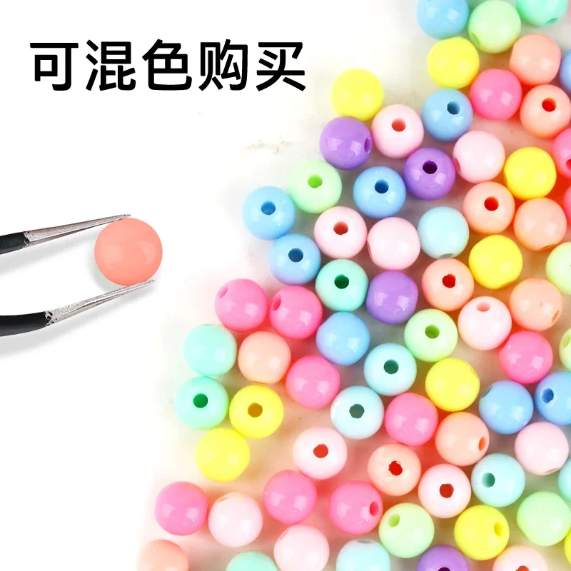 Candy Color Acrylic Round Beads 3mm-12mm Loose Balls Spacer beads for needlework & Jewelry Making