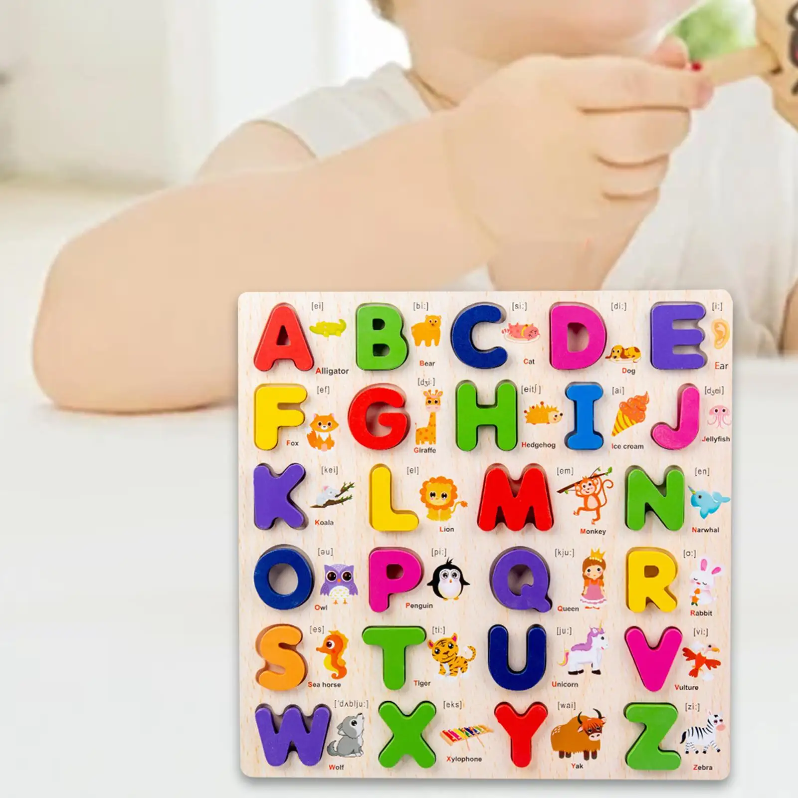 Wooden Alphabet Puzzle Hand Eye Coordination Birthday Gift Recognition Toy for