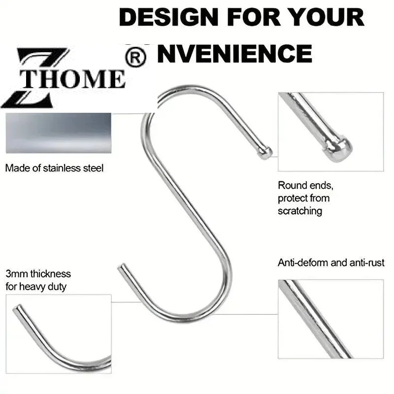 

10 шт. металлических S-образных крючков из нержавеющей стали, многофункциональные крючки для подвешивания одежды