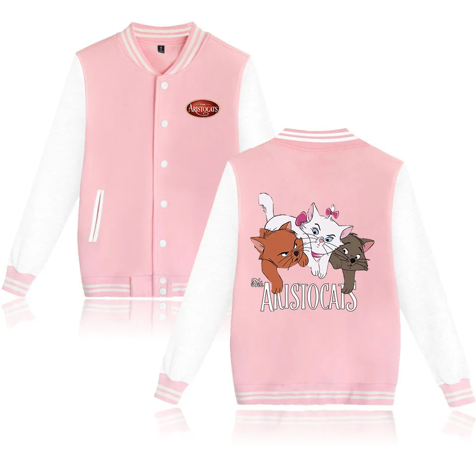 Chaqueta de béisbol de Los Aristogatos Marie Cat para mujer, chaquetas Harajuku de Hip Hop, ropa de calle para niños y niñas, abrigos universitarios