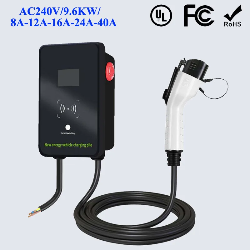 AC 240V Electric Car Charging Station 8A-40A Adjustable EV Car Charger with 5m Cable Charging Gun