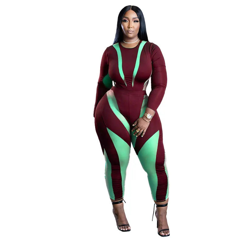 SOMO Jumpsuits for Women 2022 Casual Crew Neck Fashion Printed Plus Size Clothes Sexy Skinny Rompers Wholesale Dropshipping