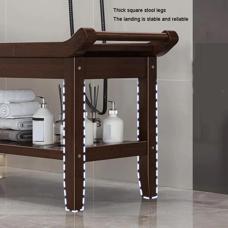 Waterproof Mold-proof Shower Bench Anti-Slip Sturdy Adults SPA Relaxing Bath Stool Multi-functional Shoe Changing Stool Cabinet