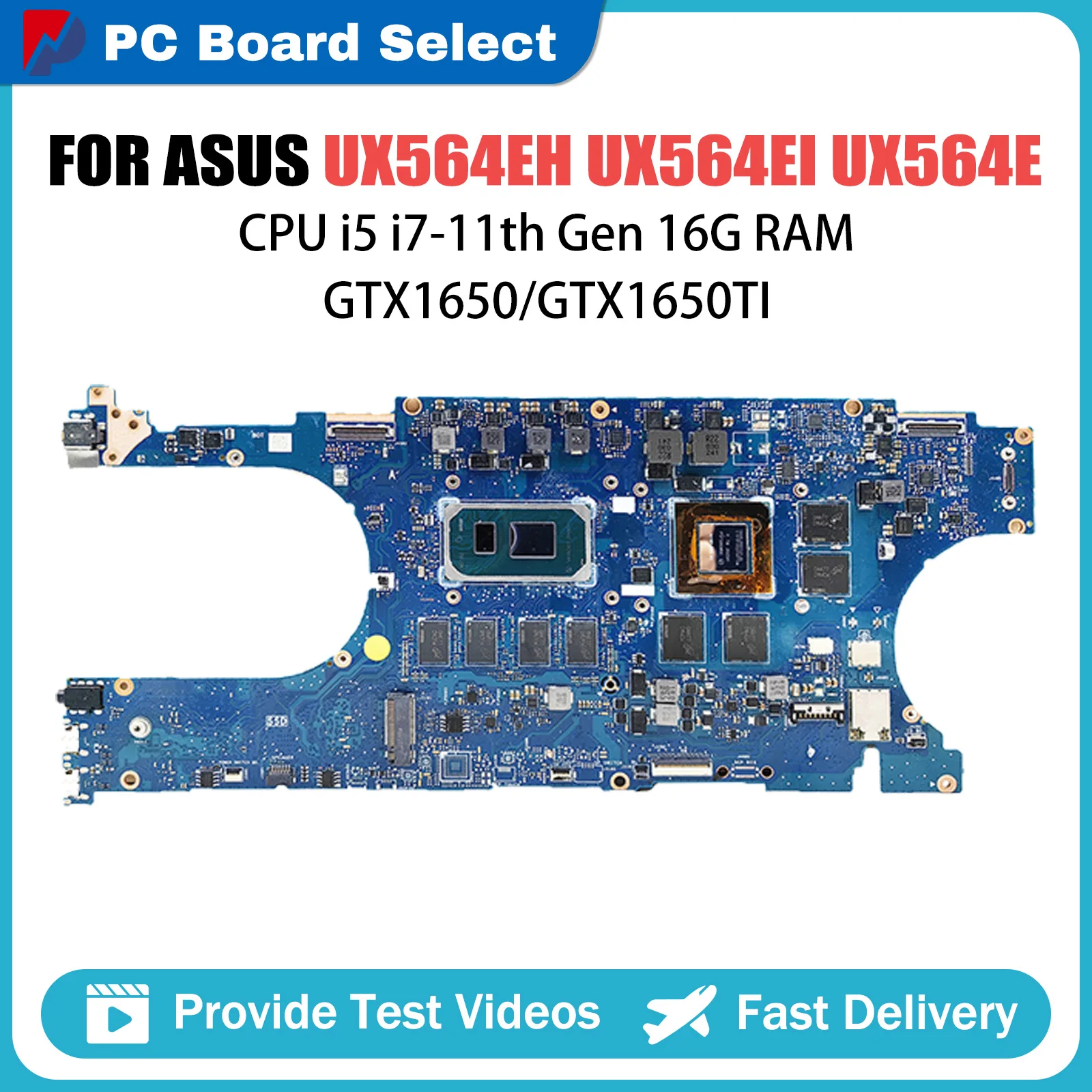 

Laptop Motherboard For Asus Zenbook Flip UX564EI UX564EH Q538EI Notebook Mainboard i5 i7 11th CPU 16G RAM GTX1650 GTX1650TI