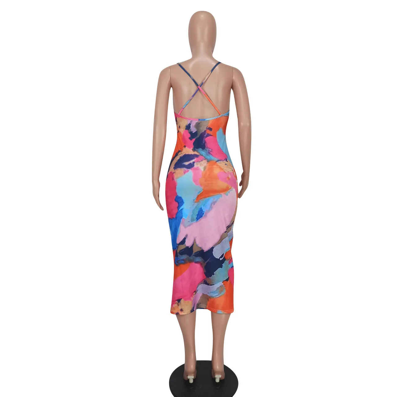 Women Summer Sleeveless Bodycon Midi Dress Fashion Ladies Casual Skinny Flora Print Halter Maxi Sundresses