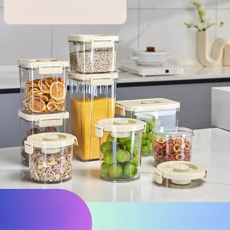 

Контейнер для хранения продуктов на кухне: Прозрачная вакуумная банка из ПЭТ для сохранения свежести овощей, фруктов и круп в холодильнике