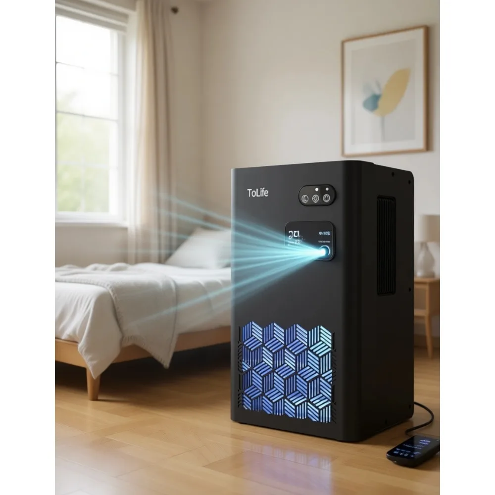 Compact Dehumidifier for Home up to 1000 sq ft with 95oz Tank Auto Shut Off Color LED