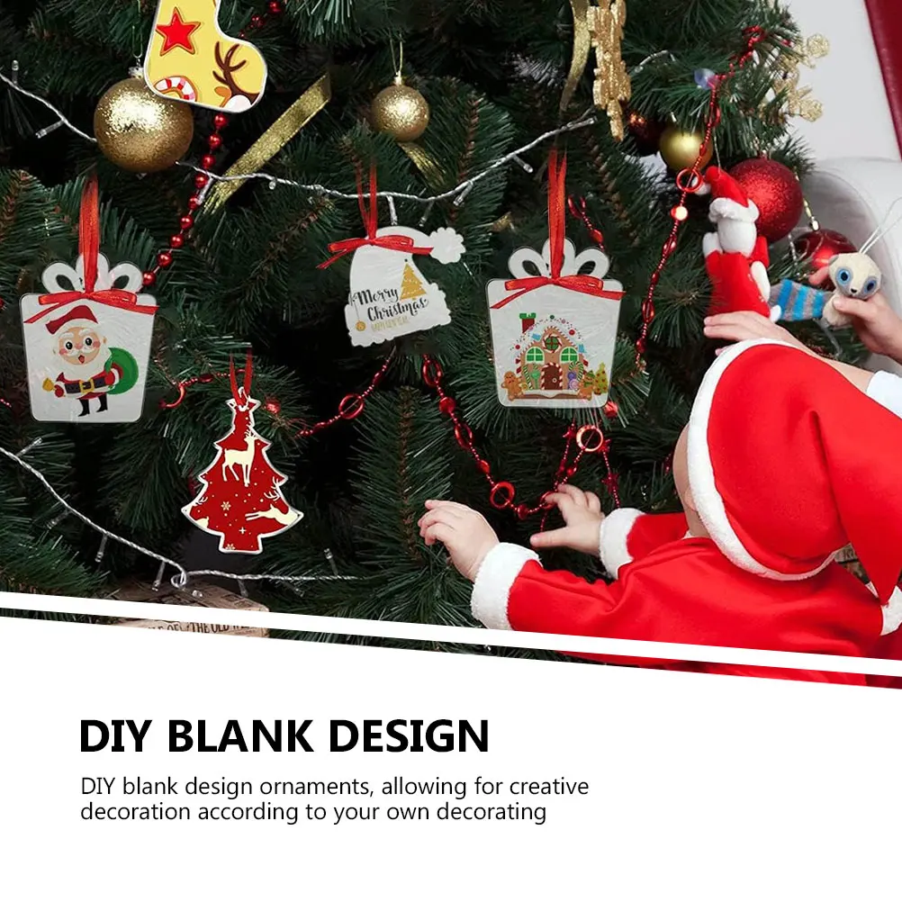 

40Set Christmas Tree Acrylic Transparent Ornaments DIY Blank Decorations Clear Hanging Xmas Pendants Party Decor